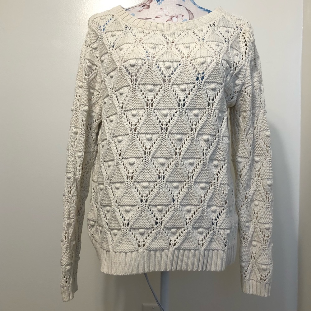 Tommy Hilfiger off white crochet sweater sz Large